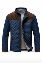 Quiltad Heritage-jacka – Marinblå/Brun